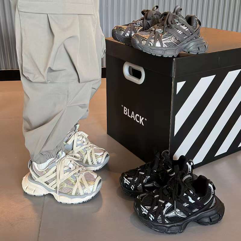 Children's Dad Shoes 2025 Spring and Autumn Mesh Boys' Lightweight Sneakers Girls' Fashionable Paris Casual Shoes