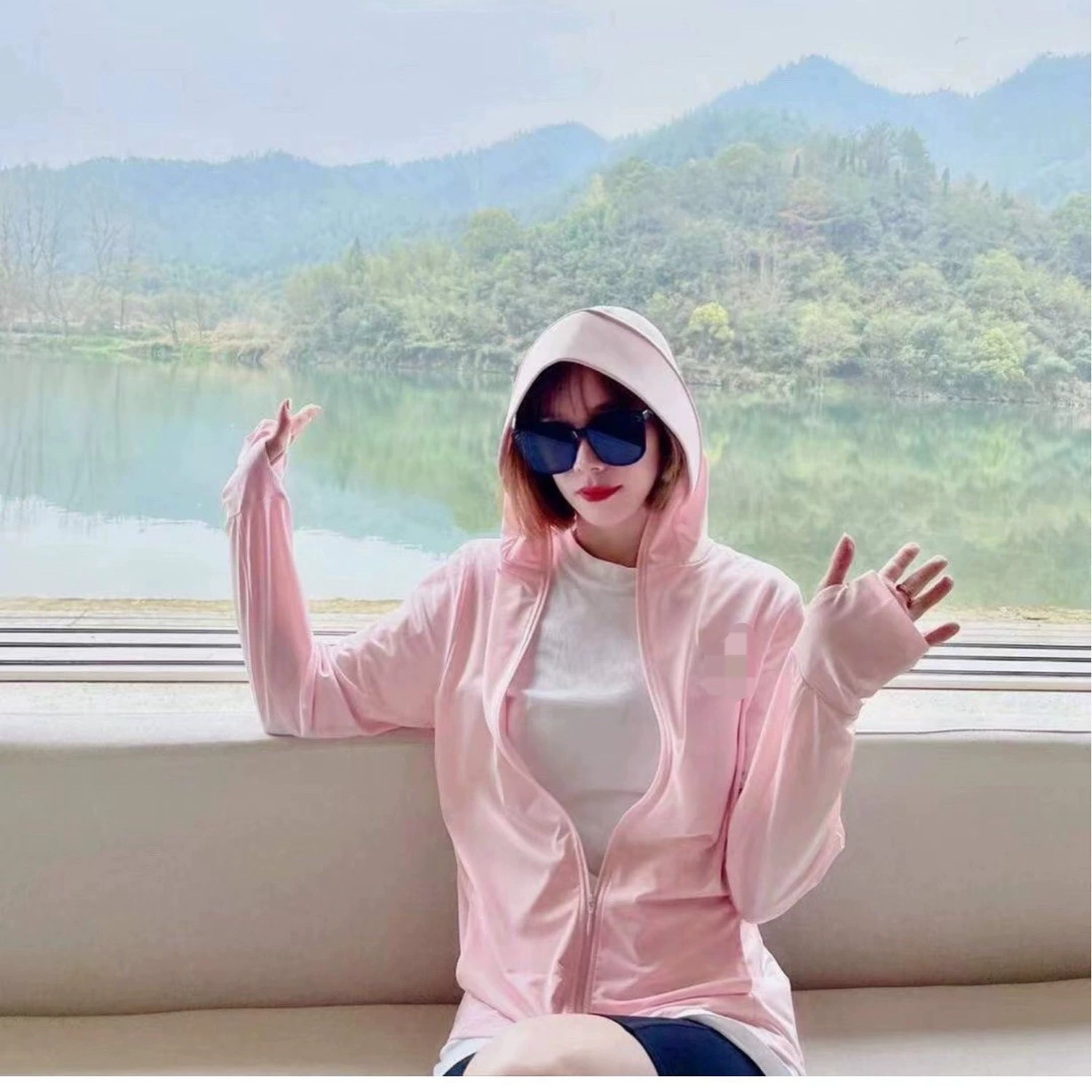 Silk summer sun protection clothing, light and thin long-sleeve, UV protection