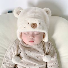 保暖冬天婴幼儿护耳帽秋冬季男女宝宝婴儿帽子可爱超萌毛绒帽加厚