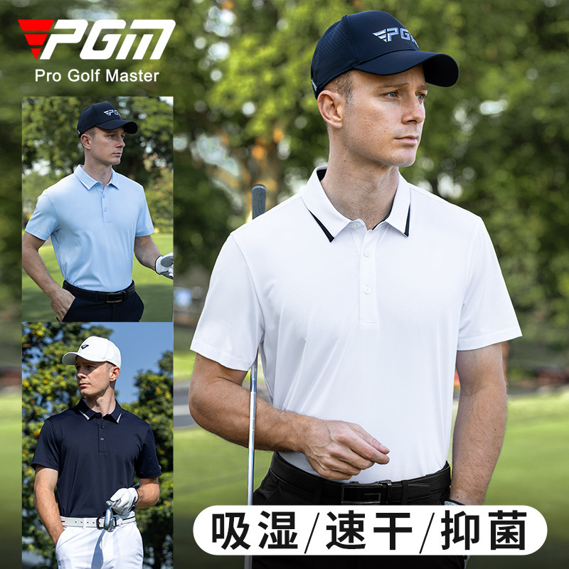 Pgm Golf Clothing Men's Short-Sleeved T-Shirt Spring and Summer Breathable Quick-Drying Unisex Tops Polo Shirt