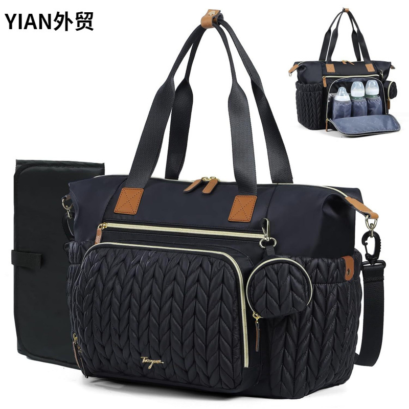 New Waterproof Diaper Handbag Baby Bag with Pacifier Case Travel Mummy Tote Bag with Changing Pad
