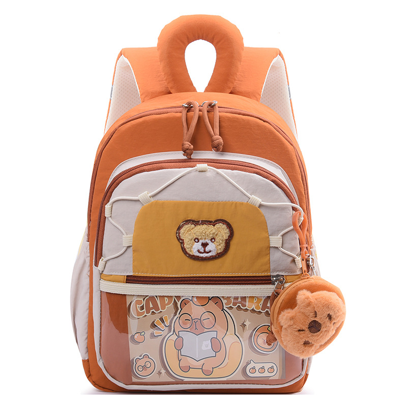 Mochila infantil Capibara, caricatura encantadora mochila preescolar para niñas, mochila para niños de clase media y grande.
