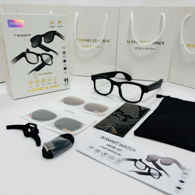 Aimb-G1 Smart Glasses Ai Voice Activation 8 Million Pixels Photo + Audio and Video Recording 1080P Video Recording