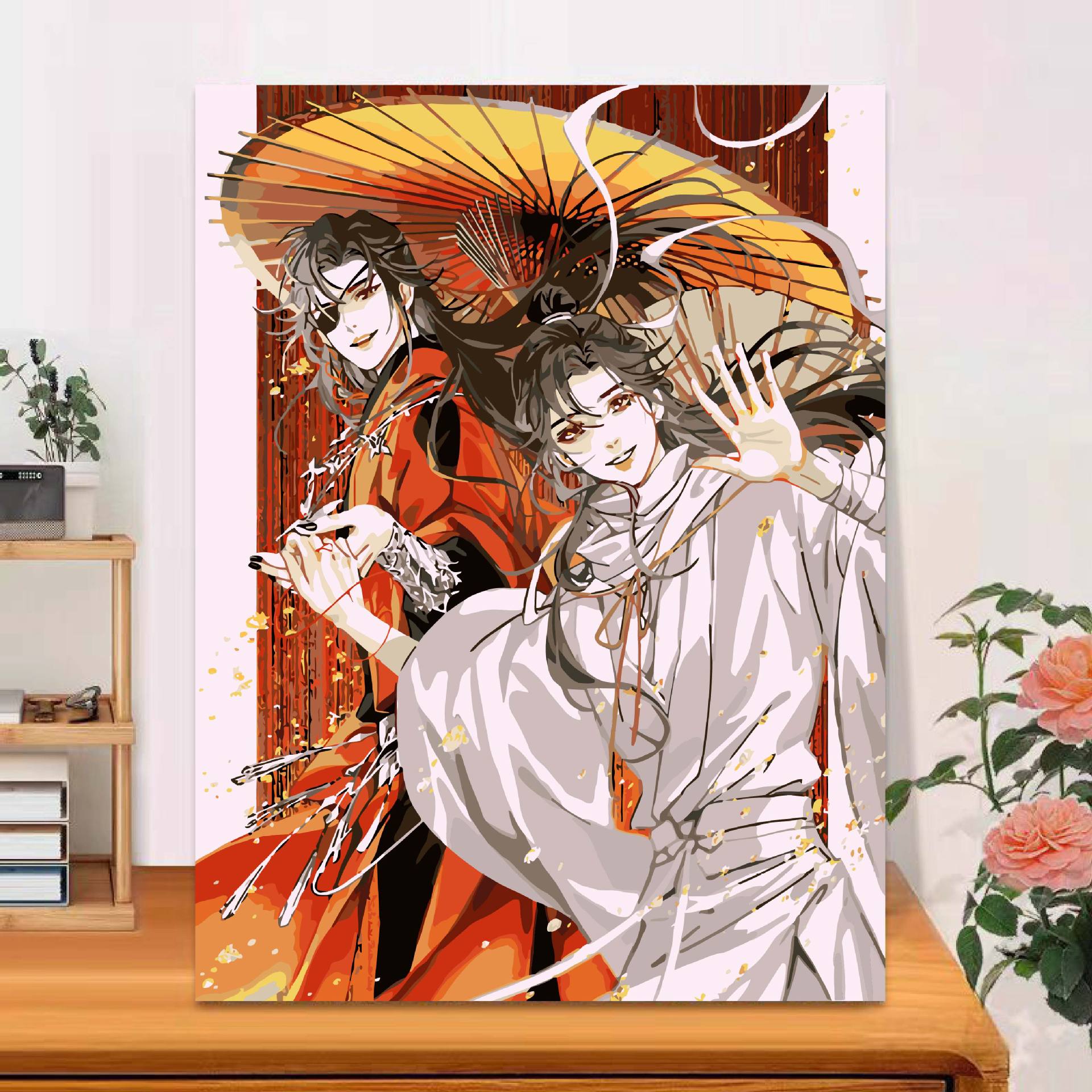 Tianguan bendijo pintura al óleo digital personajes animados a mano diy relleno pintura de color corazón comprensión de presión pintura al óleo a mano