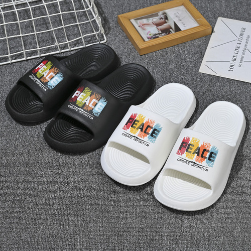 Summer Thick Sole Anti-Slip Comfort Trendy Sporty Outdoor Wear Blue Young Men's Unisex Black and White Soft Sole Slippers