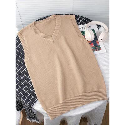 R 30316 V Neck Sleeves Vest 学院风马甲