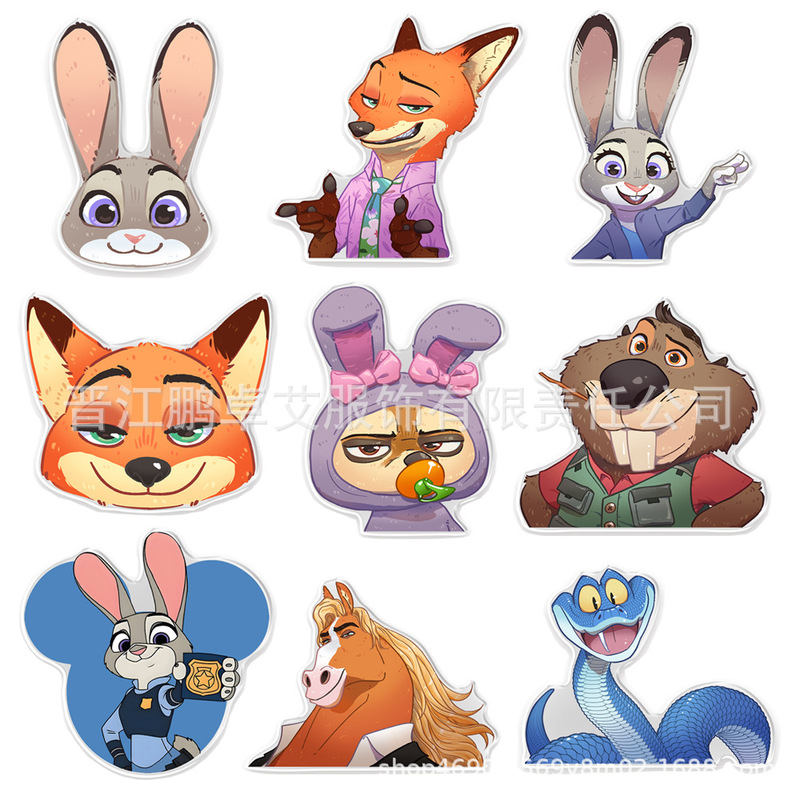 Factory Direct Sales Cute Cartoon Zootopia Acrylic Shoe Flower Hole Shoe DIY Accessories Decorative Buckle Accessories