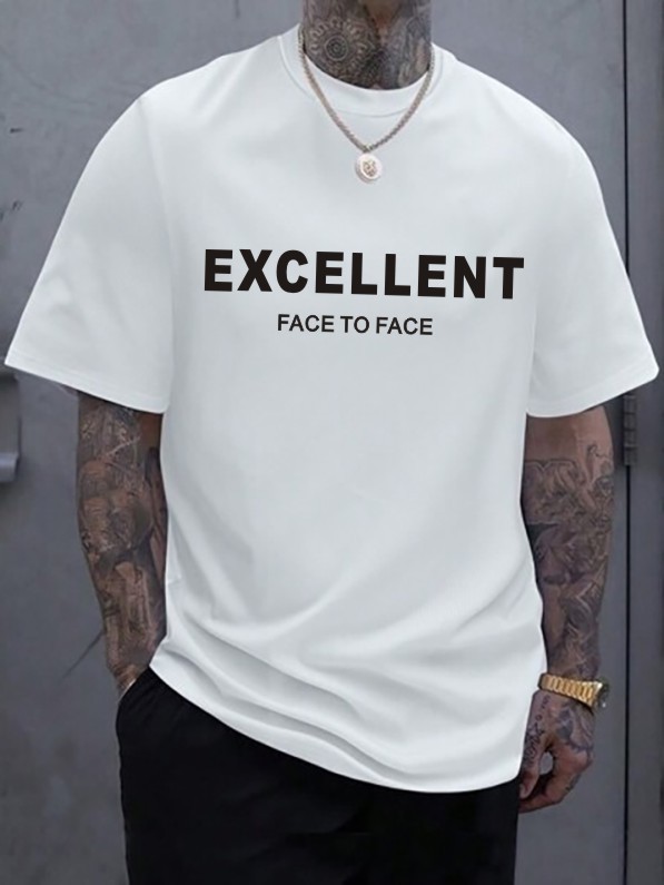 Men's Clothing 2024 new summer men's thick plate rubber English printing pure cotton round neck short sleeved T shirt_voghion.com