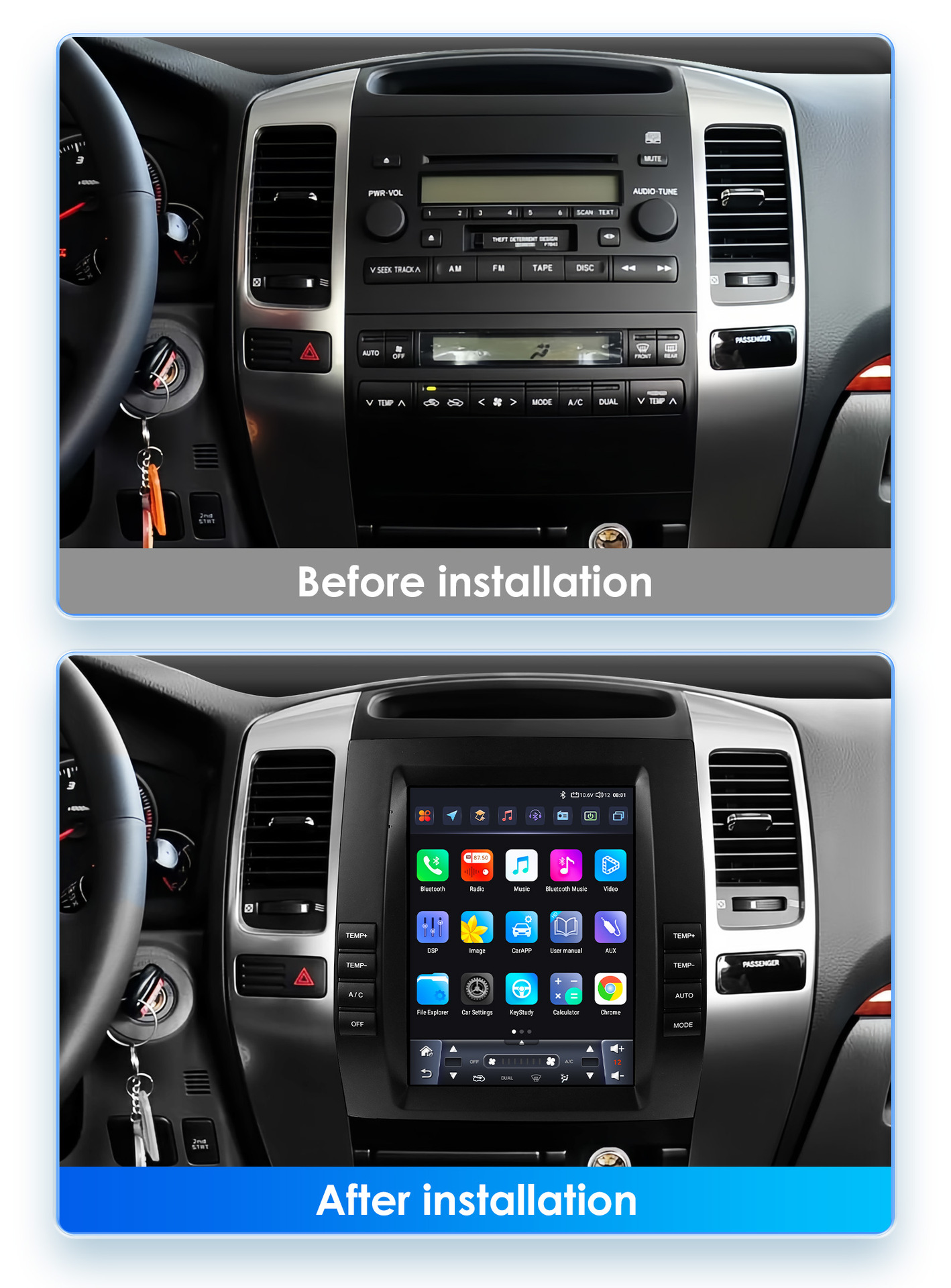 Suitable for 02-09 Toyota Prado/ Lexus Gx470 Vertical Screen Android Smart Car Navigation Gps