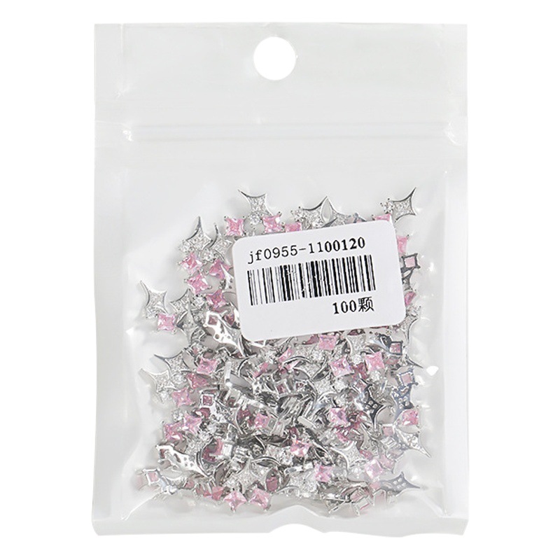 Joyería de uñas diamante estrella caliente aleación circón luz lujo flash cuatro Awn estrella diamante tridimensional decoración de uñas al por mayor