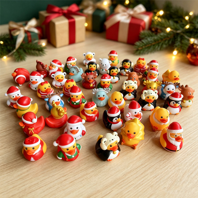 Cross-border bestseller Christmas yellow duck water play vinyl duck stress-relief squeeze toy Christmas party gift toy
