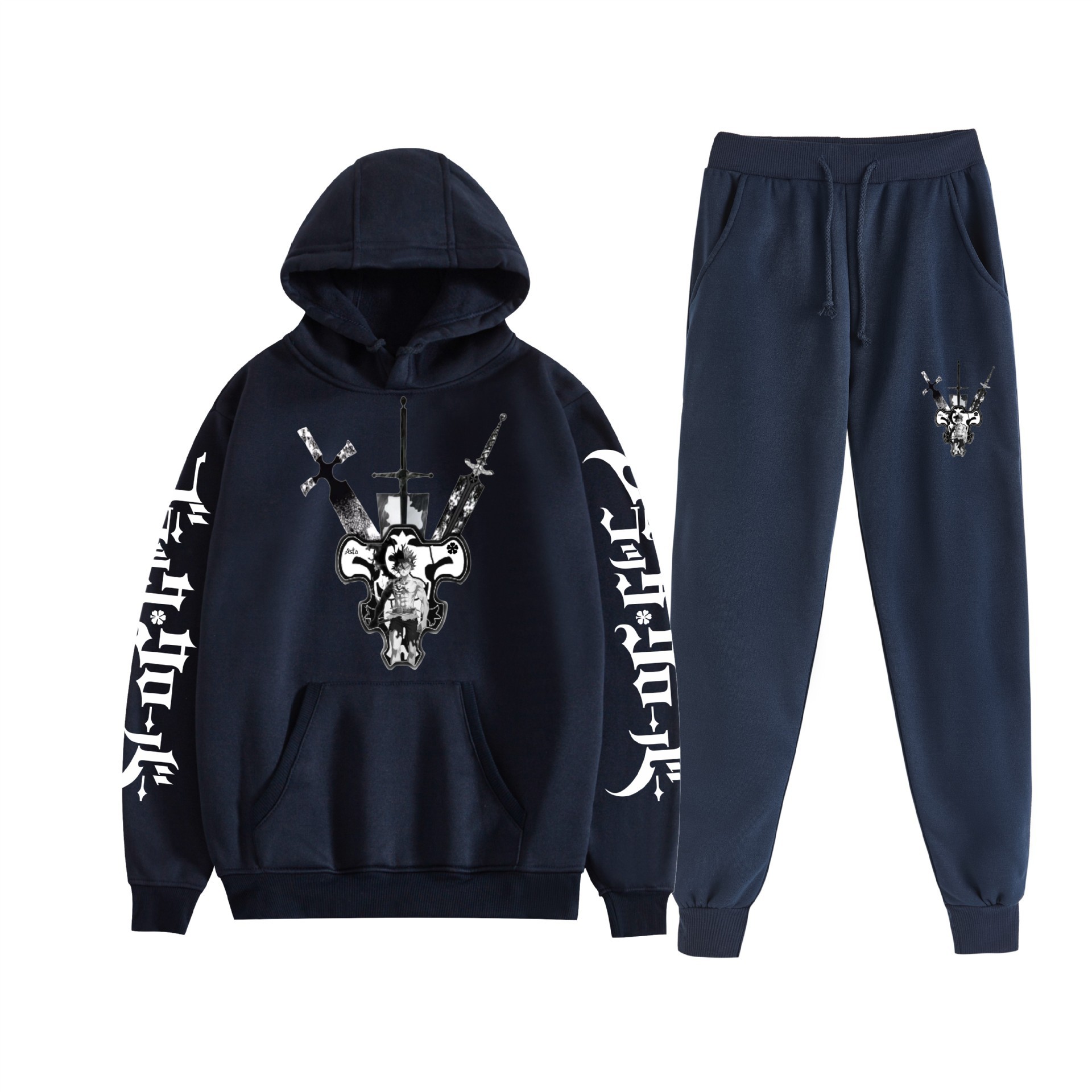 Comercio exterior nuevo estilo riman negro trébol de cuatro hojas Black Clover suéter con capucha corsés traje de dos piezas