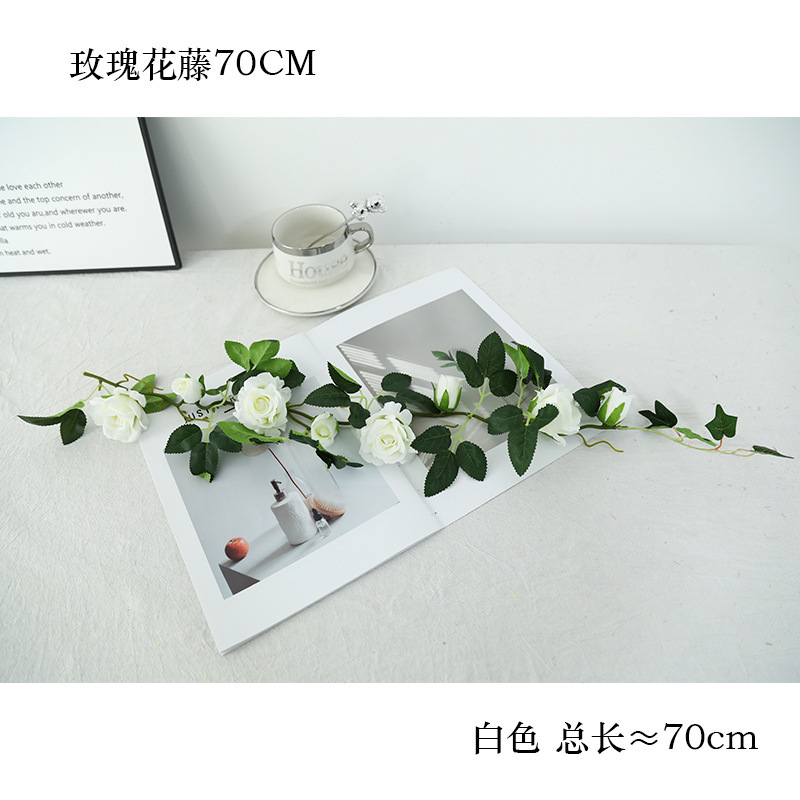 仿真玫瑰花藤藤蔓墙面壁挂假花藤条酒店造景空调水管道遮丑装饰花|undefined