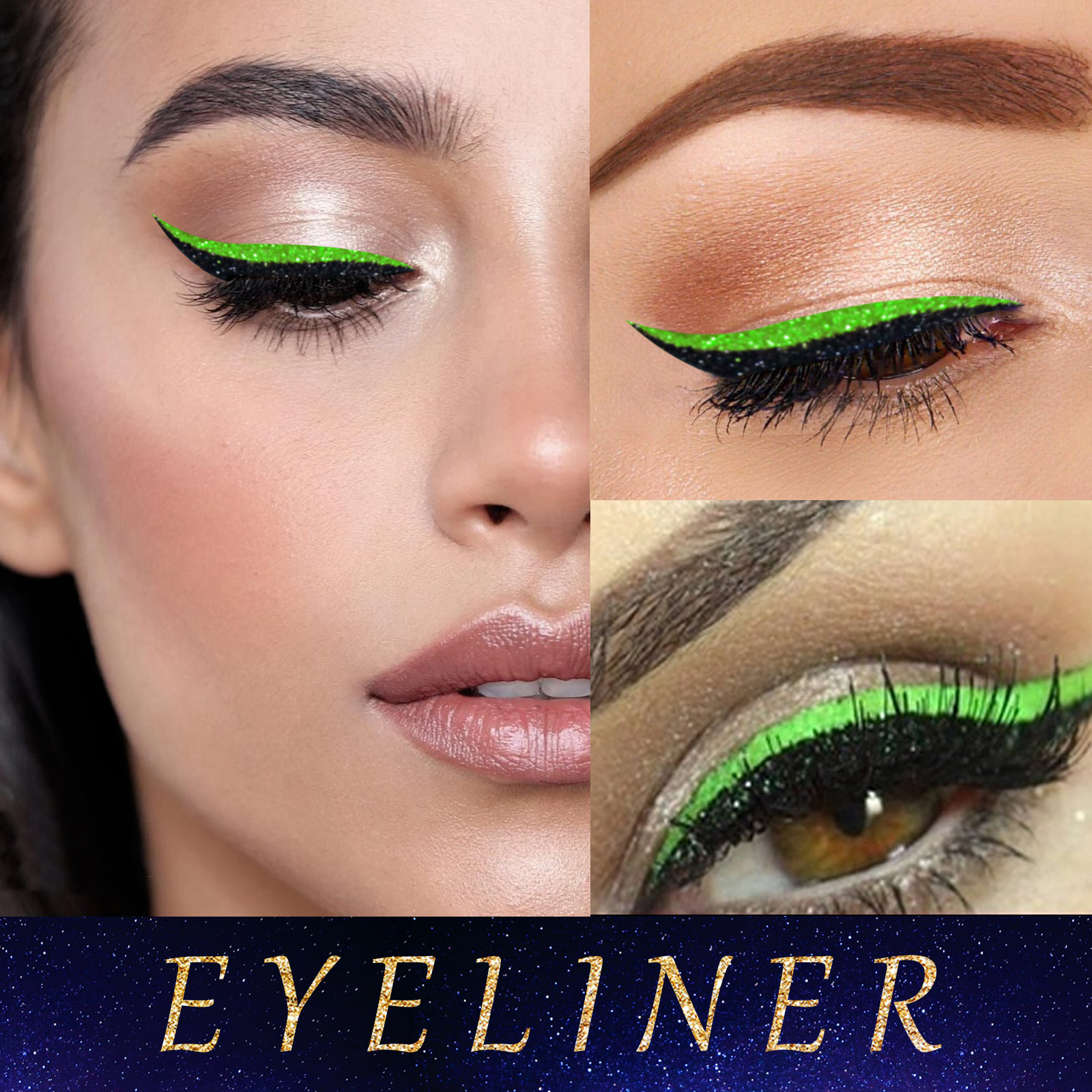 EELHOE glitter eyeliner glue free self-adhesive shadow false curling eyelash eye makeup paste_voghion.com