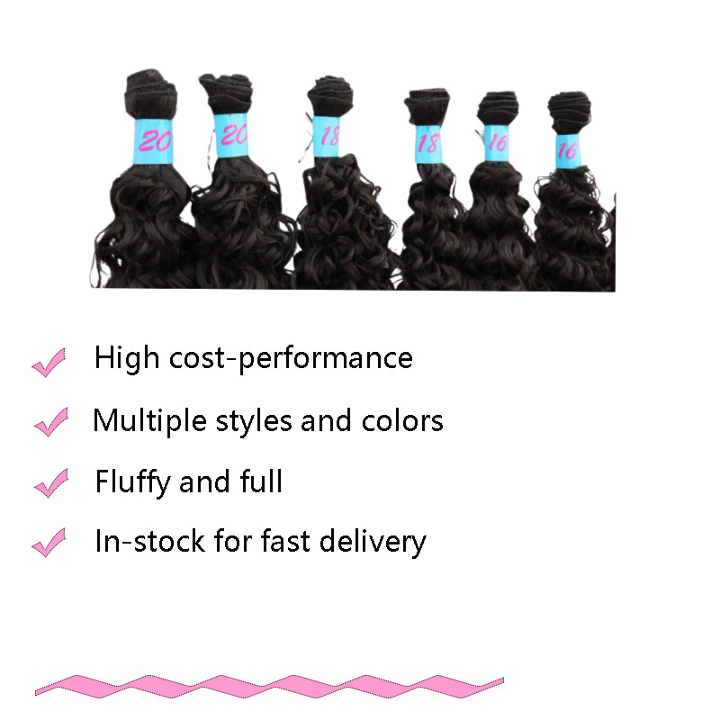 Perucas transfronterizas agua 6 + 1 cortina de cabello bloque de cabello Europa América África damas seda de alta temperatura pequeña fábrica de cabello largo al por mayor image 6