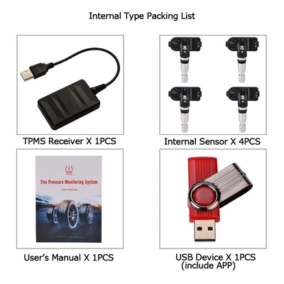 Private Model USB Tire Pressure Monitor with Built-In Sensor Monitoring, Featuring the New Qijie Chip, Android Navigation, Mini Portable (Tire pressure monitoring system) - built-in-sensor