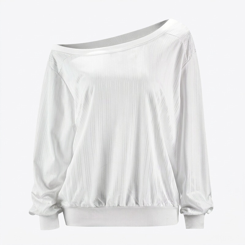 Cross-Border European and American Style One-Shoulder Sweatshirt 150% Polyester Jacquard Adidas Small Stripe 3D Digital Print Shirt Customization
