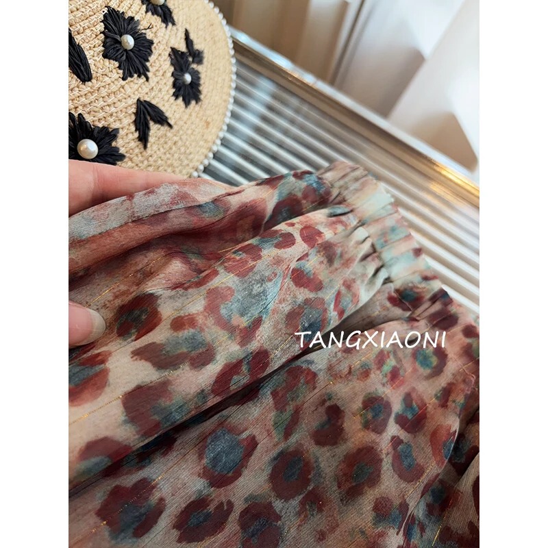 Summer【Coffee Blue Gold】Flowy Shorts
