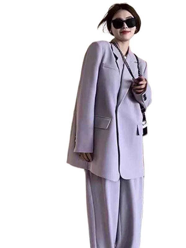 2025时尚休闲西装外套女早秋新款韩版宽松显瘦两件套西服套装|undefined