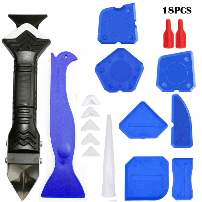 18件套三合一金属刮刀2合一阳角勾刀填缝工具塑料刮板美缝铲胶