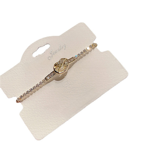 Gold-plated Zirconia Bezel Bracelet with Sliding Cord -  Spring Summer New Arrival, Versatile Accessory, Lightweight Luxury