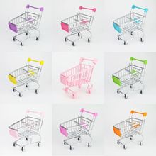 创意迷你小仿真超市金属购物车小手推车过家家玩具收纳车桌面摆件