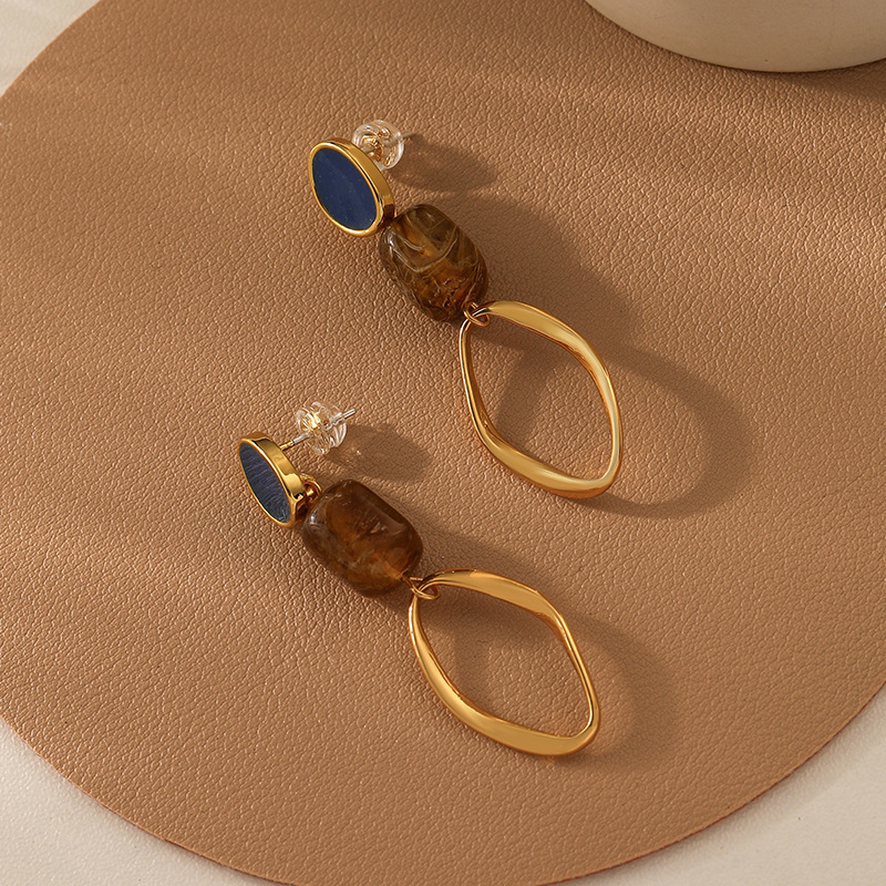 retro matte long geometric elegant fashionable earrings