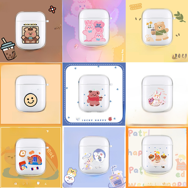 適用airpods pro保護套ins風卡通透明TPU蘋果藍牙耳機保護殼2/3代