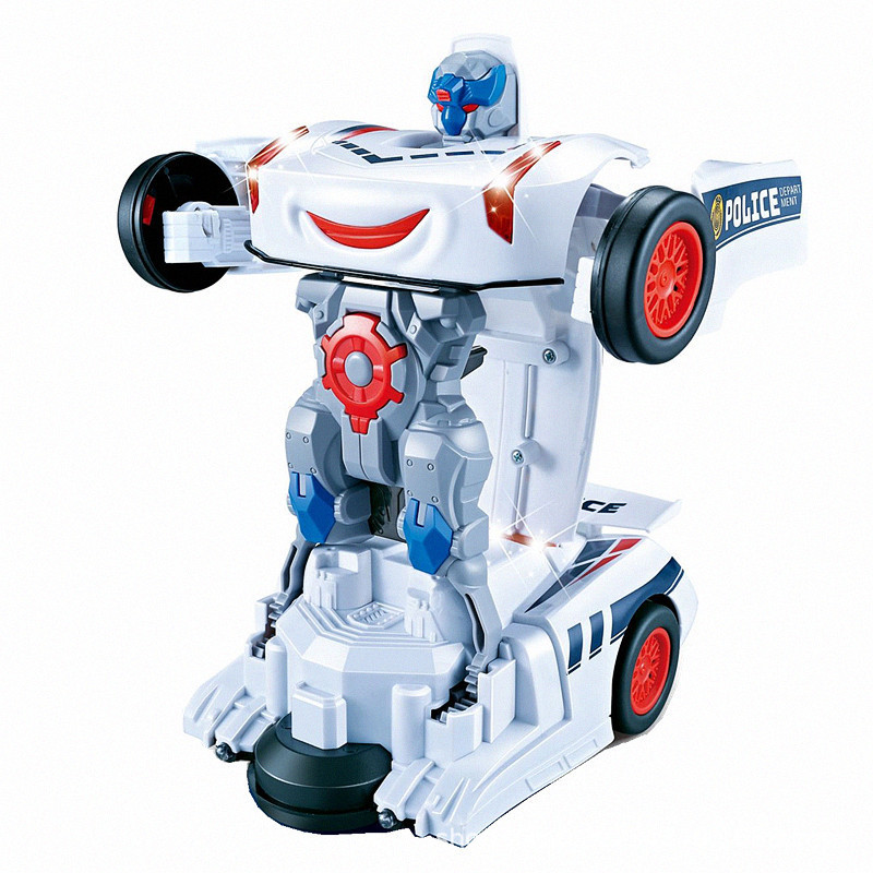 Transfronterizo niños deformación coche robot juguete niño eléctrico dibujos animados música coche iluminación universal al por mayor