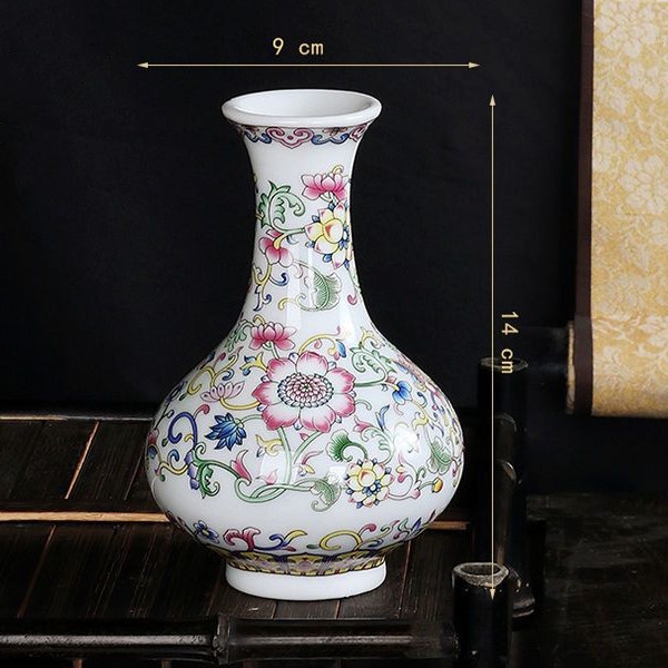 Vaso de escritorio de cerámica de porcelana pequeña boca mini hidroponía de flores retrógradas botellas de flores de porcelana
