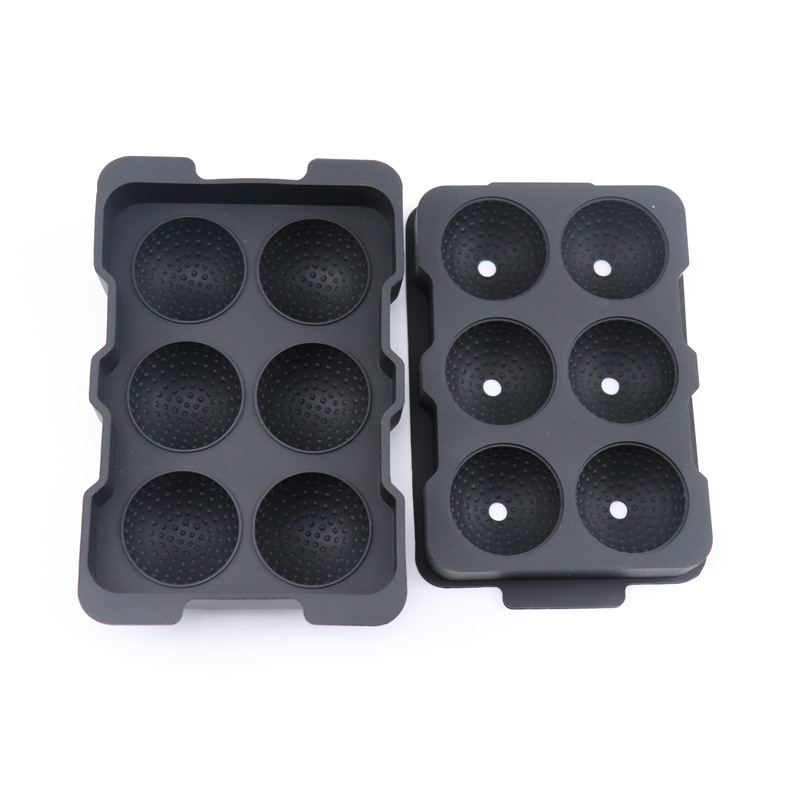 Silicona 6 hoyos Golf bola de hielo molde de hockey sobre hielo molde de cubo de hielo fácil desmoldeo bola redonda molde de hielo