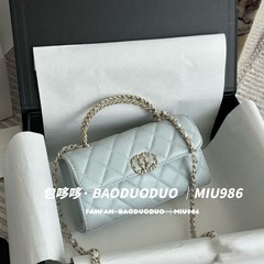 25s春夏の小香風レイシ牛革の透かし彫りの取っ手ケリーの皮はチェーンの菱格のチェーンの肩を着て斜めに包みます。
