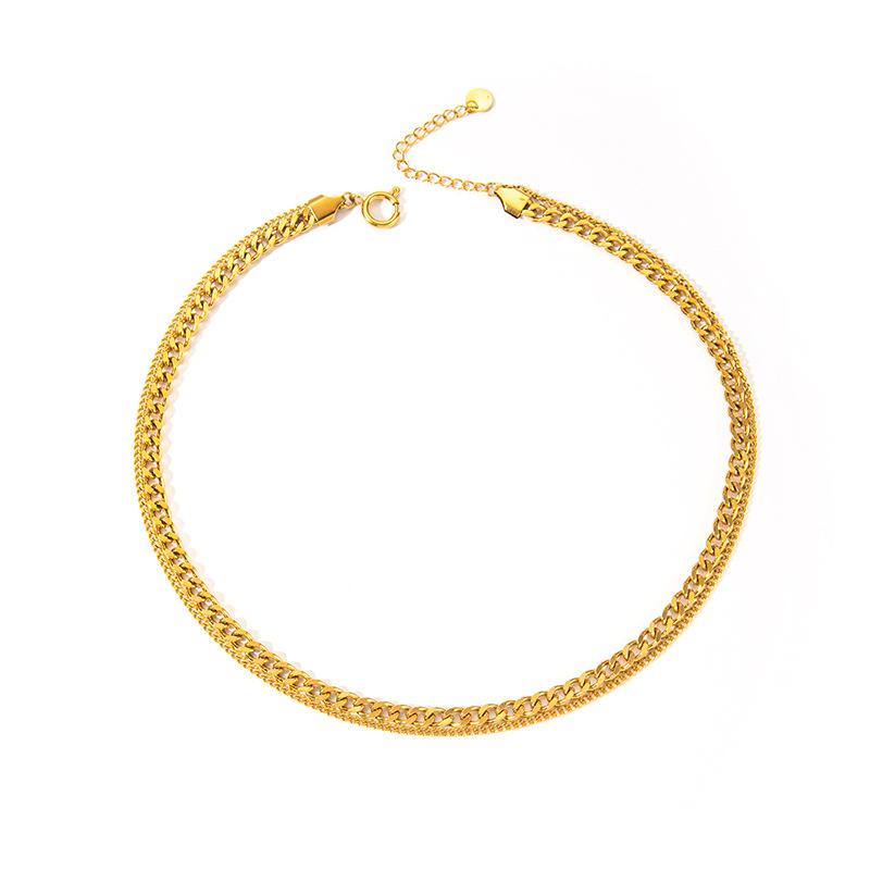 Joyería Al Por Mayor Elegante Color Sólido Acero Titanio Enchapado Collar Cadena De Clips Cadena De Cuerda Torcida display picture 27