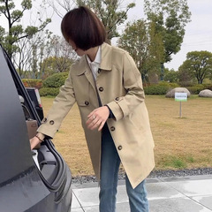 爆款中长款高级感风衣女春秋新款韩版宽松百搭气质卡其色外套大衣
