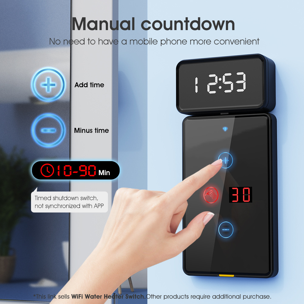 Doodle Smart Home Electric Water Heater Switch Wireless WiFi US Standard Wall Mounted Touch Screen with Display Timer Remote Voice Control