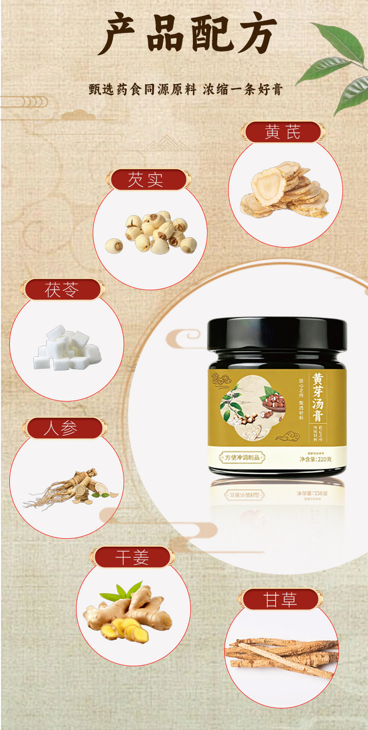 Huang Ya Tang Gao (Yellow Sprout Herbal Paste) — Traditional Steamed Herbal Paste, 220g Jar quality and texture