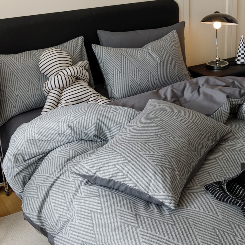 Cama de algodón de cuatro piezas, nueva sábanas de dormitorio de algodón, colchón doble, ropa de cama de tres piezas, impresión de alta calidad de cuatro piezas