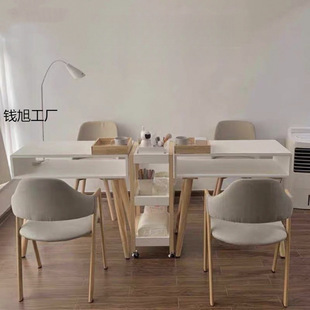 New Style Simple Modern Japanese Style Solid Wood Nail Table Single Double Layer Nail Table Nail Chair Official Standard