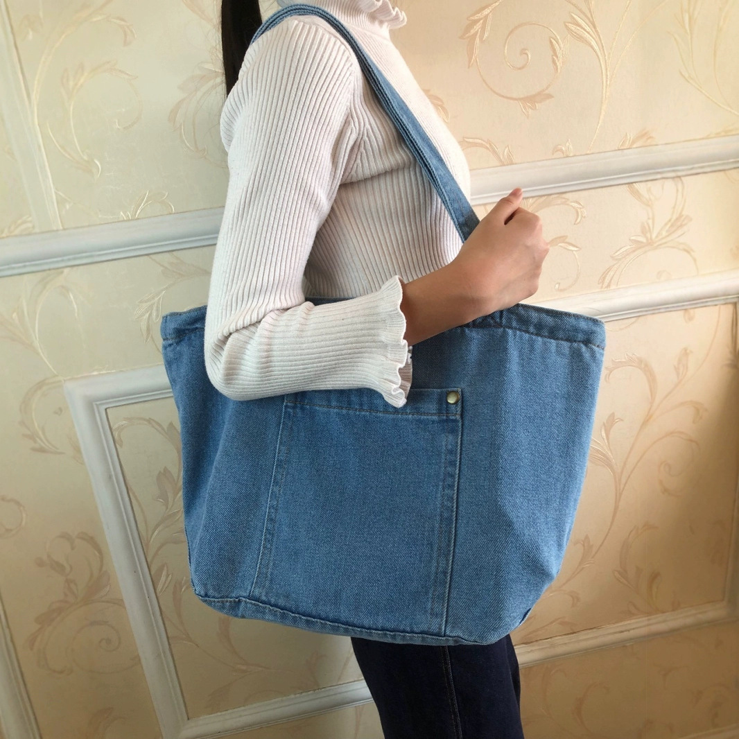 Sen es un bolso vaquero de hombro con bolsa de lona retro portátil bolsa de cercanías bolsa de recuperación de mochilas escolares bolsa de compras grande
