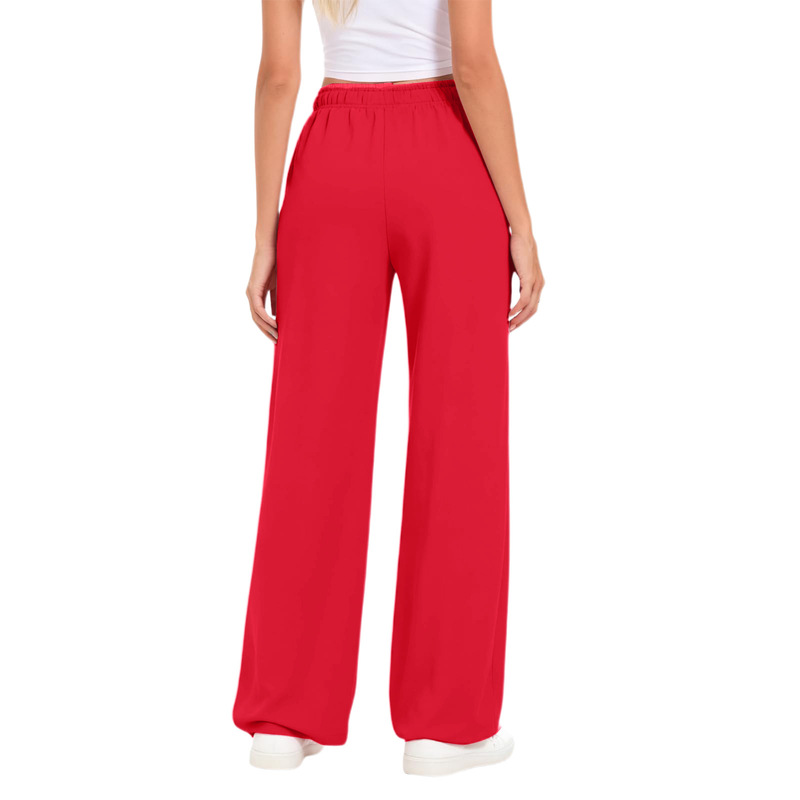 New Amazon Cross-Border Trade Unisex Wide-Leg Sports Pants High-Waisted Loose Drawstring Joggers Solid Color Sweatpants in Stock