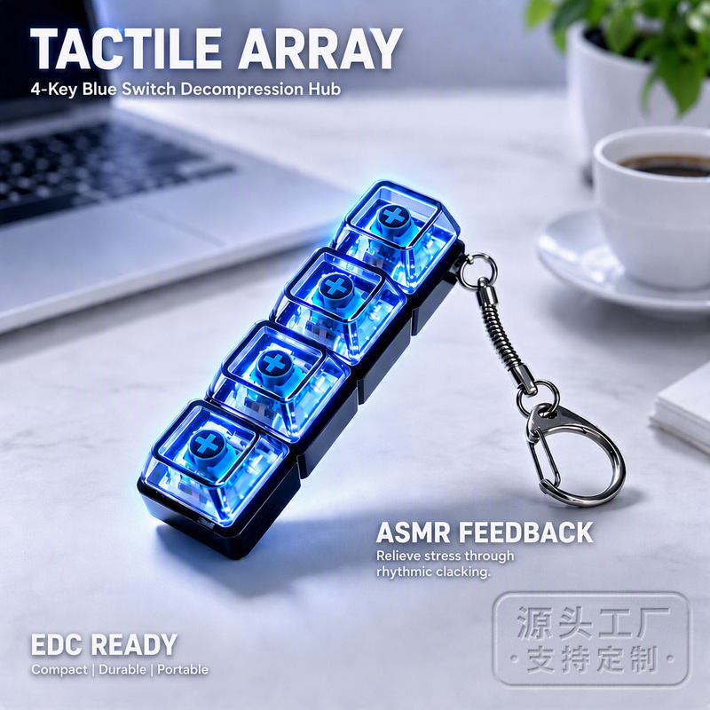 Internet Celebrity Four-Key Black Transparent Press-And-Relieve Mechanical Keyboard, Popular on Xiaohongshu, Asmr Sensory Grip Toy Internet Celebrity Four-Key Black Transparent Press-And-Relieve Mechanical Keyboard, Popular on Xiaohongshu, Asmr Sensory Grip Toy