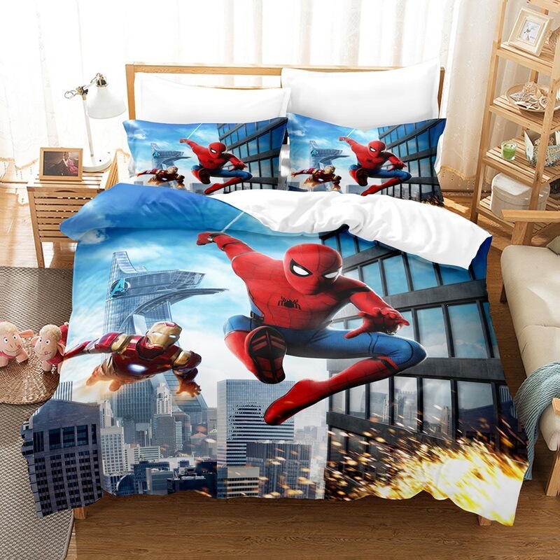 Amazon Bedding Marvel Series Spider-Man Three-Piece Set Brushed Fabric Home Textile Quilt Cover Pillowcase Bed Sheet Source Factory Amazon Bedding Marvel Series Spider-Man Three-Piece Set Brushed Fabric Home Textile Quilt Cover Pillowcase Bed Sheet Source Factory