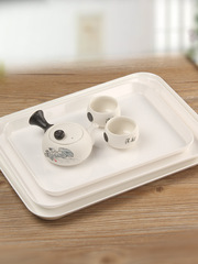 5ZV7批發密胺茶盤放杯子的托盤長方形塑料歐式水果盤家用白色商用