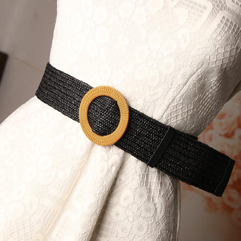 universal straw elastic woven waist belt
