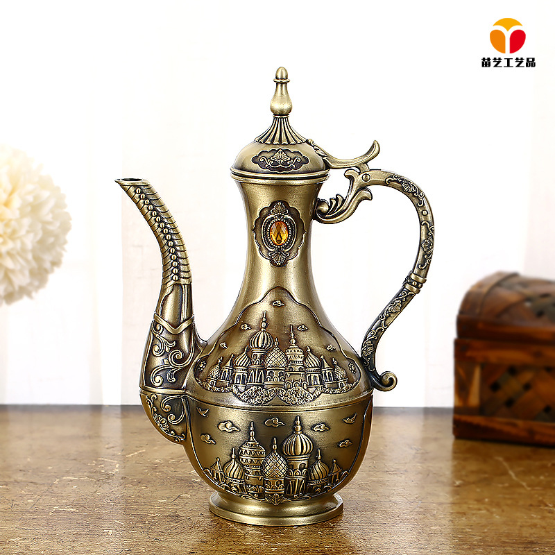 仿古酒具白酒壺家用清酒壺復古金屬青銅酒壺擺件溫酒器高檔黃酒壺