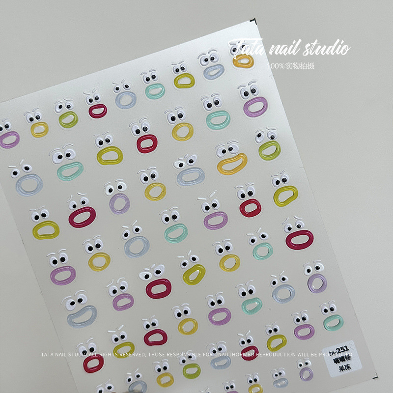 Marca tomoni Tata cooperación jalea uñas pegatinas japonés lindo uñas pegatinas boca monstruo TA251