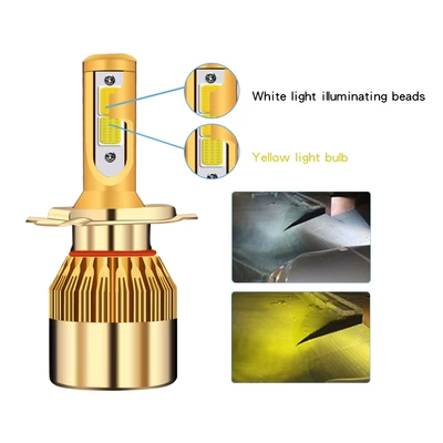 Tcyato Factory Direct Sale Led Headlights Dual-Color C6 Car H7 H8 H11 White Light Yellow-White Dual Light Car Modification (Ön faralar) - 6000k3000k-two-colors-h1