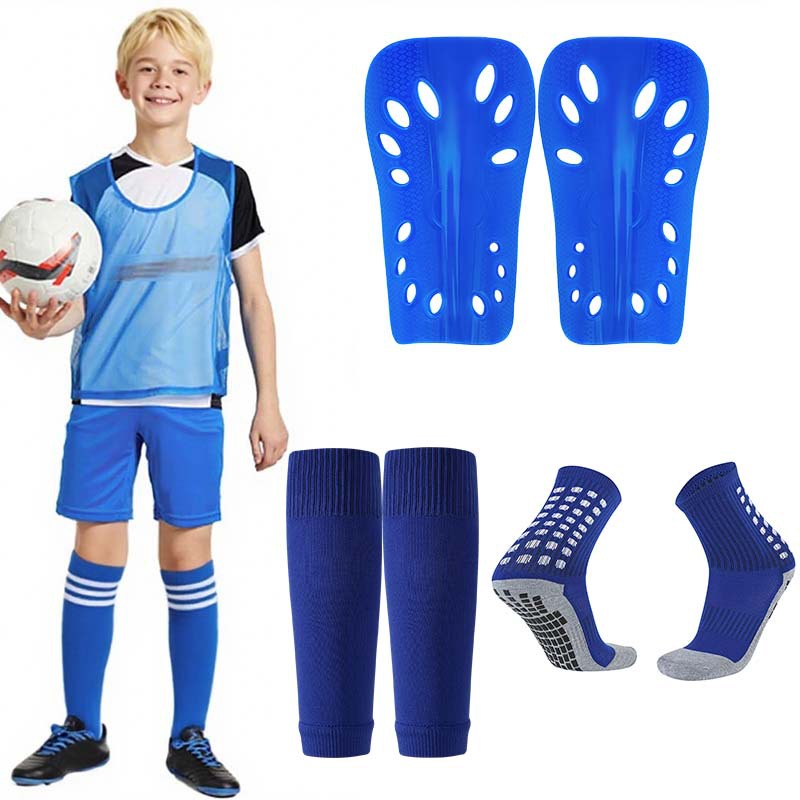 Cross-Border Football Shin Guard Set, Multi-Hole Shin Guards, Fixed Sock Sleeves, Non-Slip Short Socks Set, Custom Wholesale