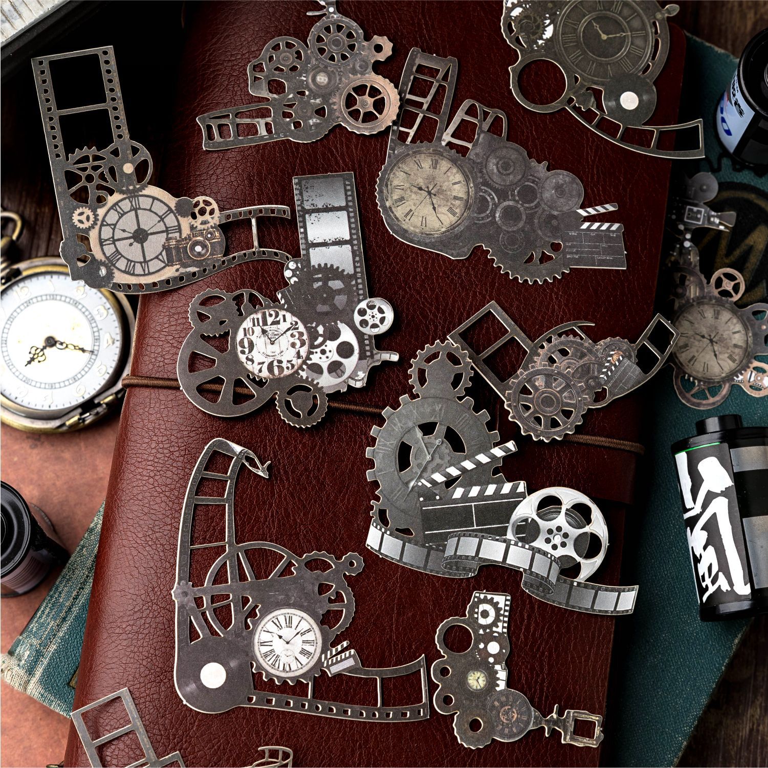 Mosmo paisajismo hueco tarjeta dura pegatina diente de óxido tiempo material retro transfronterizo cuenta manual decoración de bricolaje collage