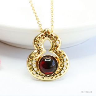 Yuyu Natural Amber Blood Pepper Gourd Pendant Necklace National Style Jewelry Factory Wholesale HP3122603